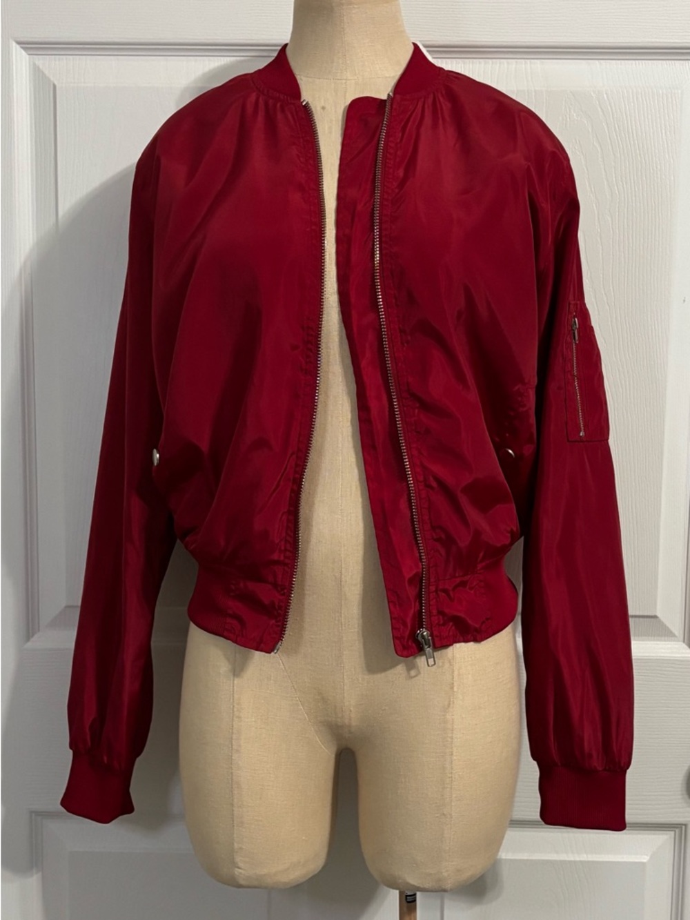 Cleo sz Large Women's Rich Red Bomber Jacket